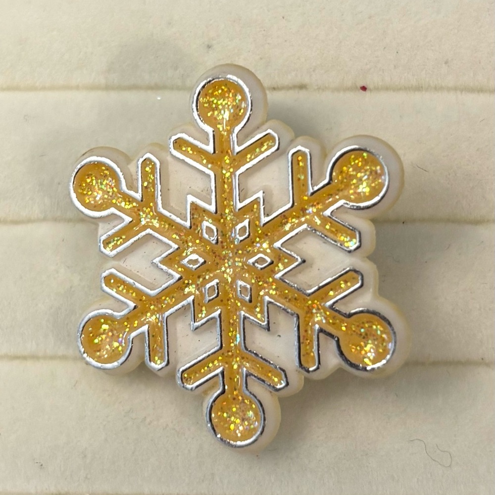Hallmark PIN‎ Snowflake Gold Glitter Vintage Winter Holiday Brooch Christmas